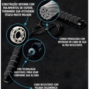 Corda de Pular Esportiva 2,5m B-Max BM-F1198 Tamanho Ajustável